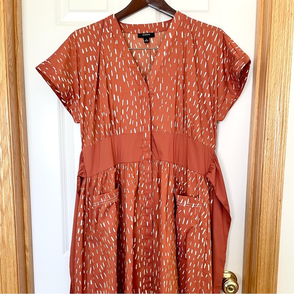 Burnt-orange midi dress